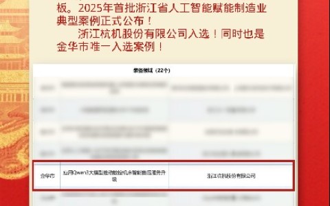 喜報(bào)！杭機(jī)股份入選全省人工智能賦能制造業(yè)典型案例！